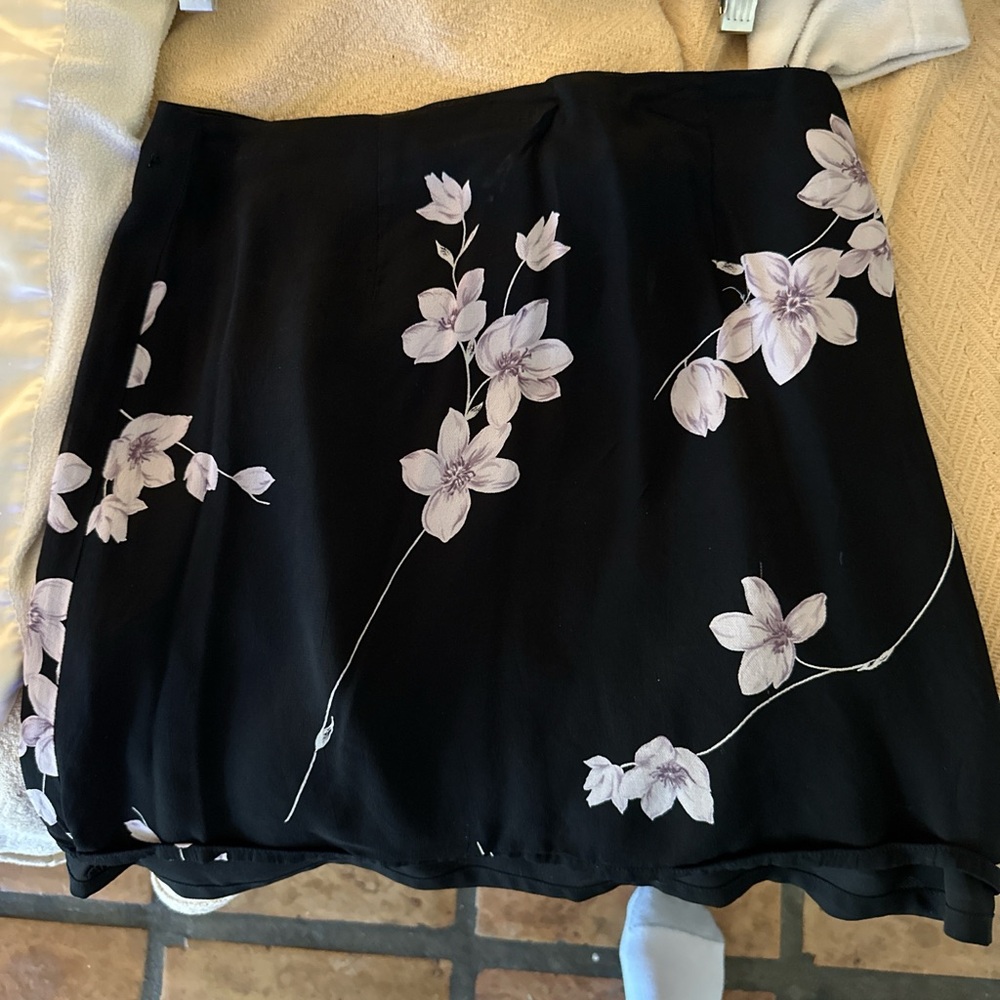 Vintage Black and White Floral Mini Skirt